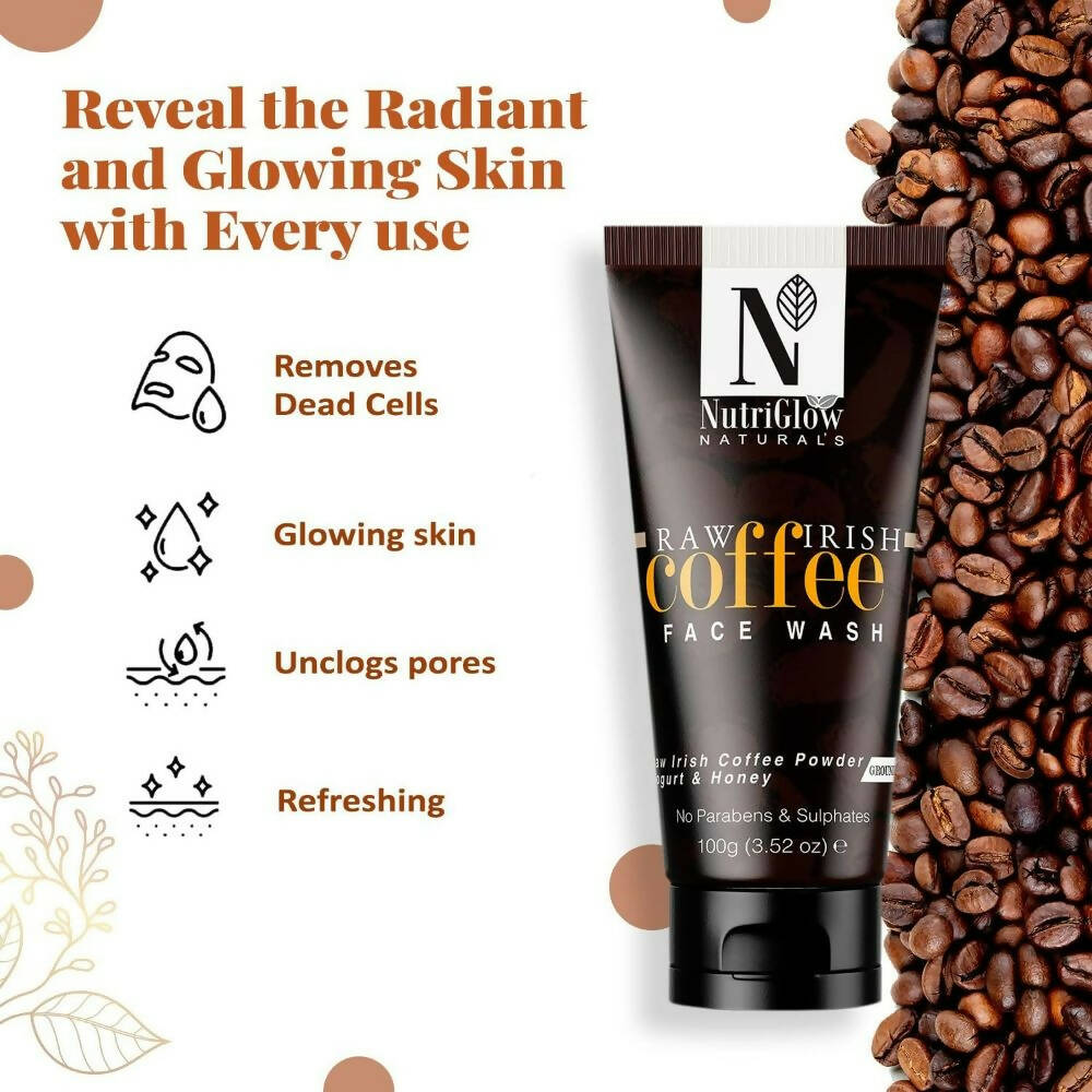 NutriGlow NATURAL'S Coffee Face Cleanser with Yogurt & Honey for Blackhead Removal Face Wash | Grocsy