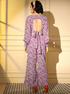 Pink Crepe Digital Printed Top With Matching Trouser - Shivani | Grocsy