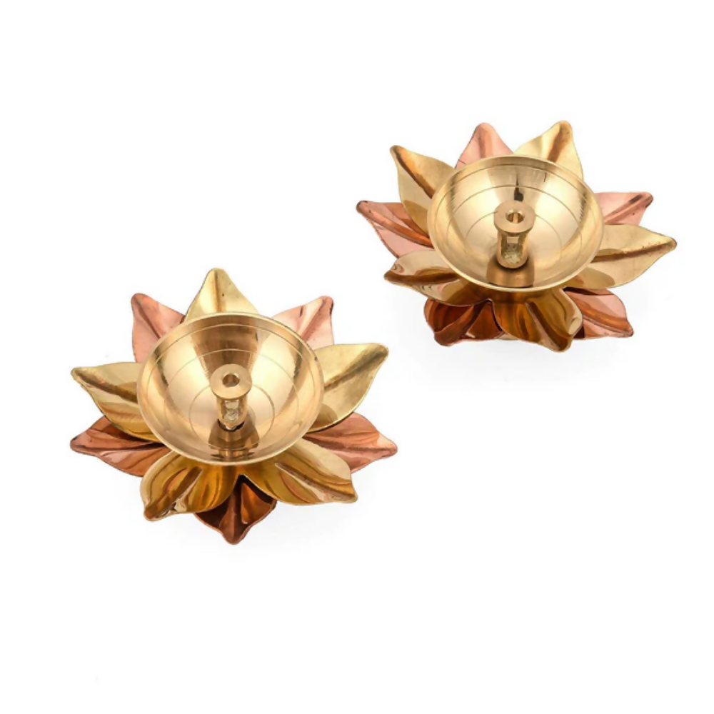 CraftVatika Lotus Shape Decorative Brass Akhand Diya Sets | Grocsy