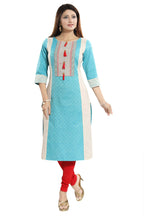 Snehal Creations Tantalising T. Blue Textured Cotton Straight Tunic | Grocsy