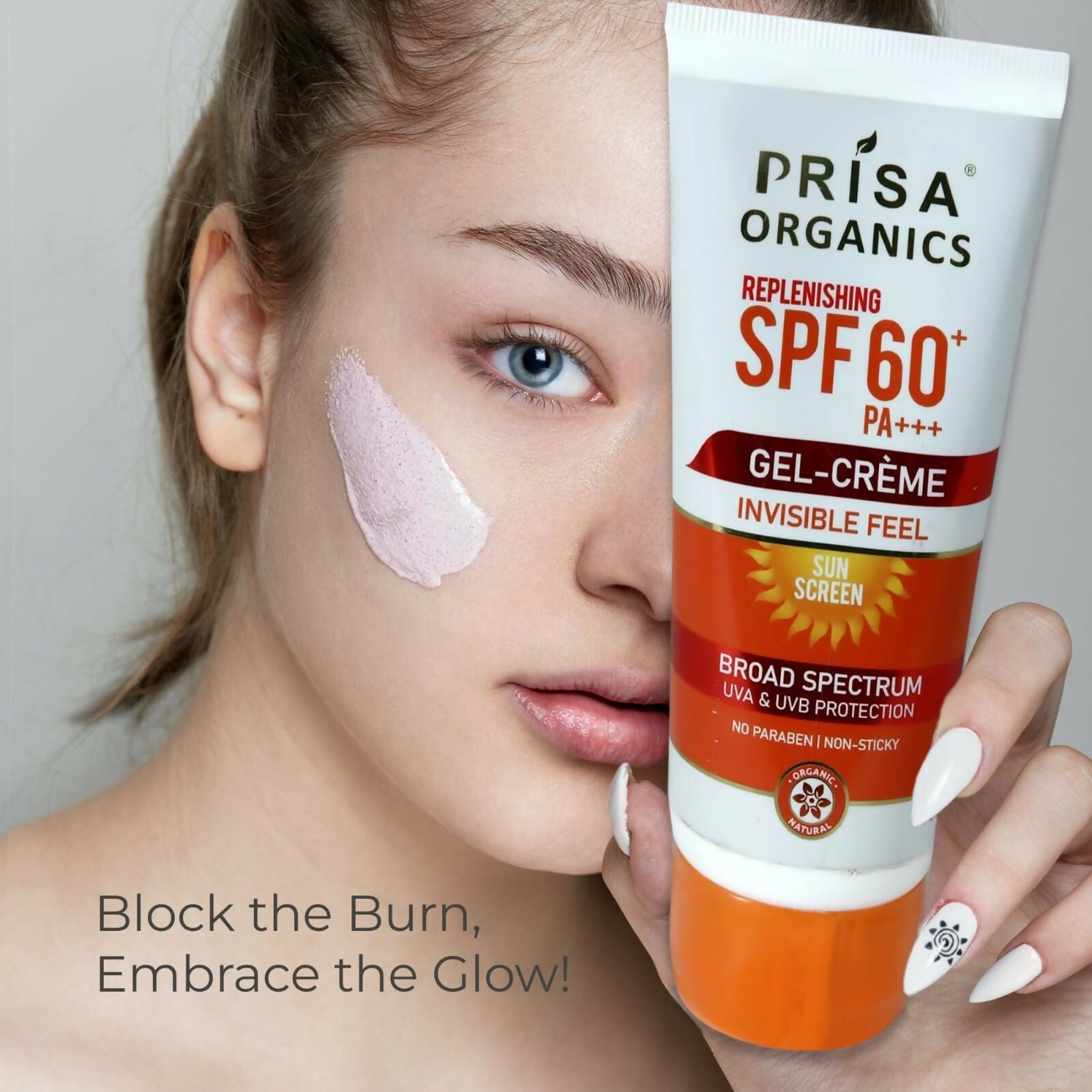 Prisa Organics Replenishing Sun Screen SPF 60 PA+++ Invisible Feel Gel Cream | Grocsy