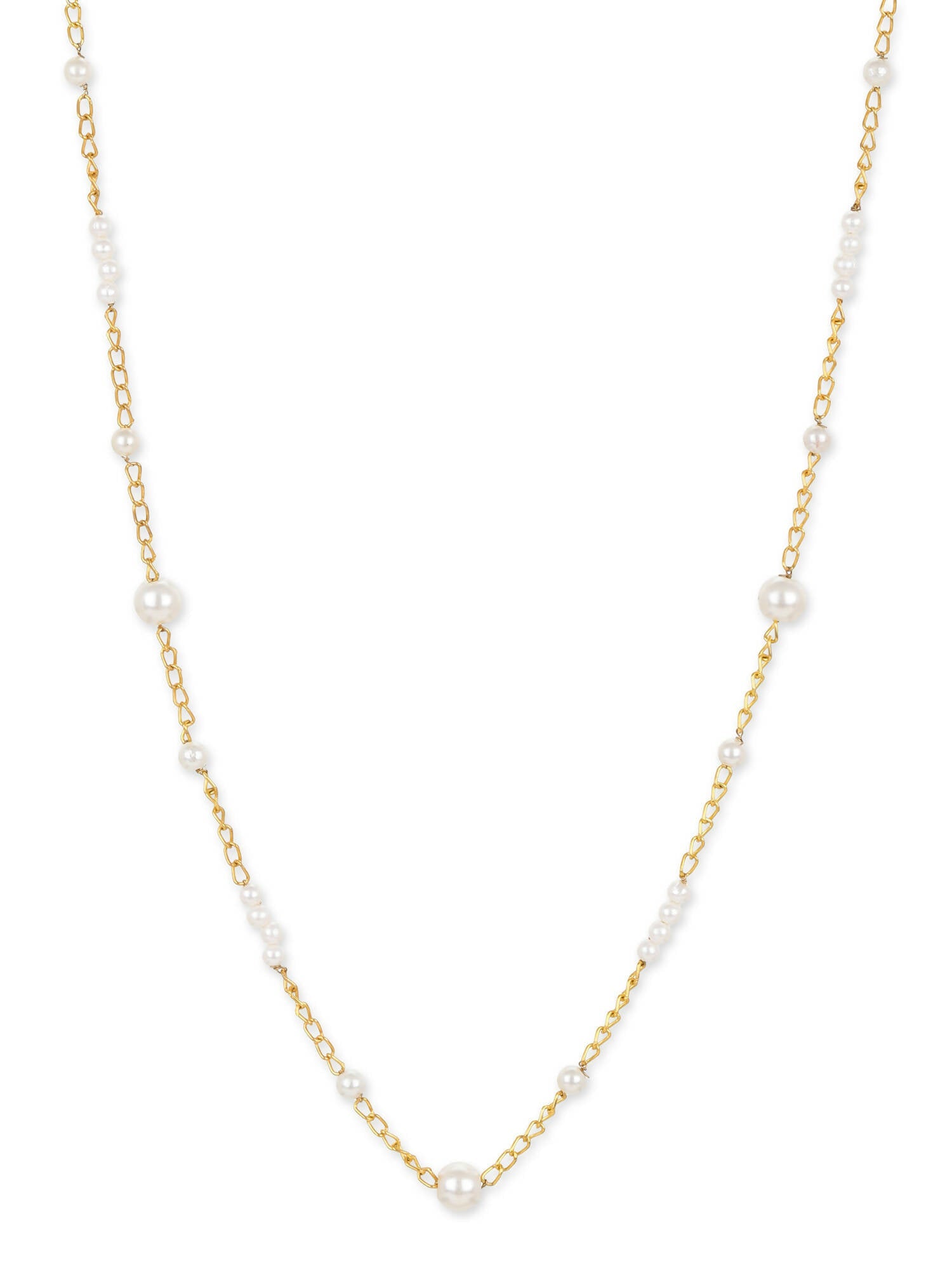 Gold-Toned White Brass Gold-Polished Necklace - Ruby Raang | Grocsy
