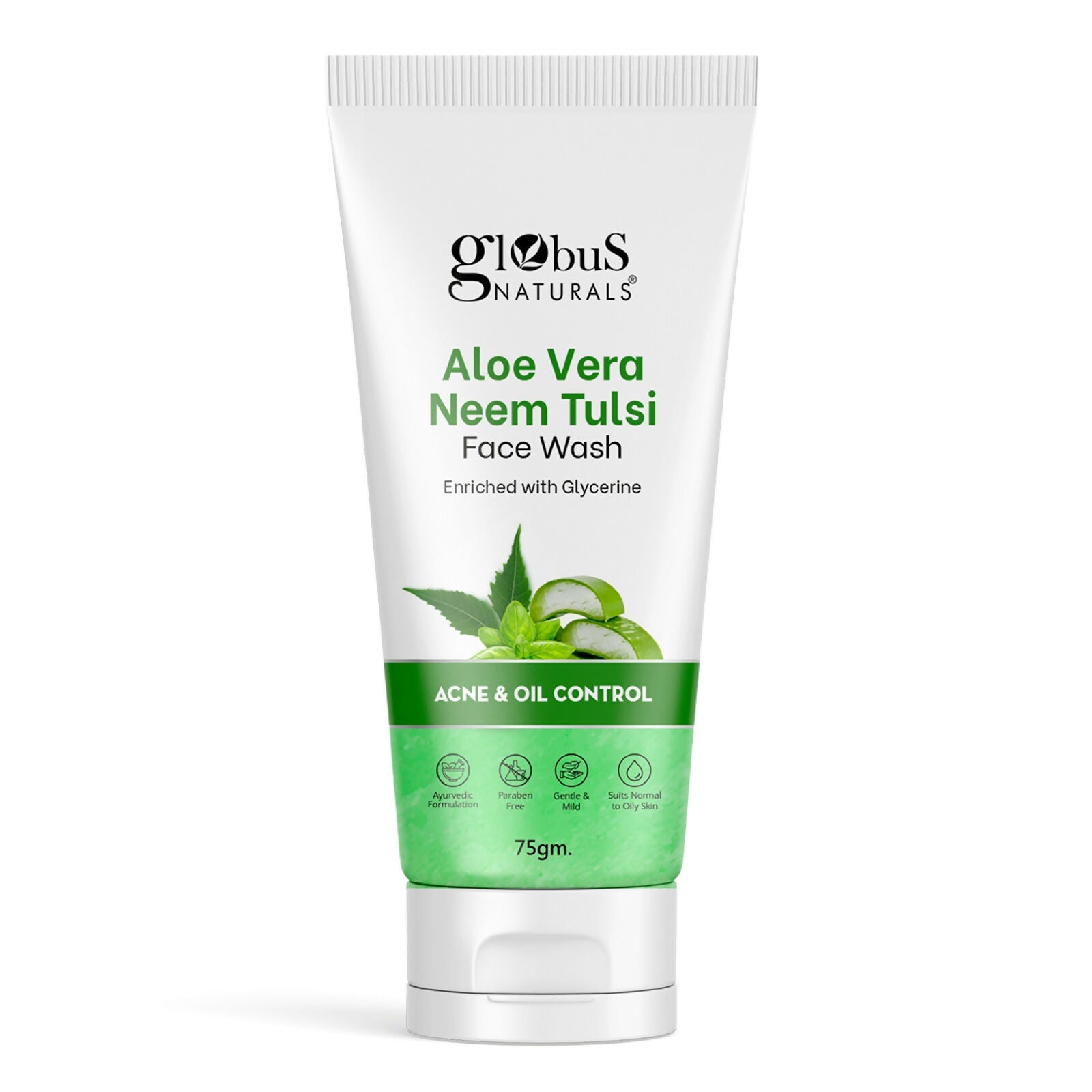 Globus Naturals Aloe vera Neem Tulsi Enriched With Glycerin & Oil Control Formula | Grocsy