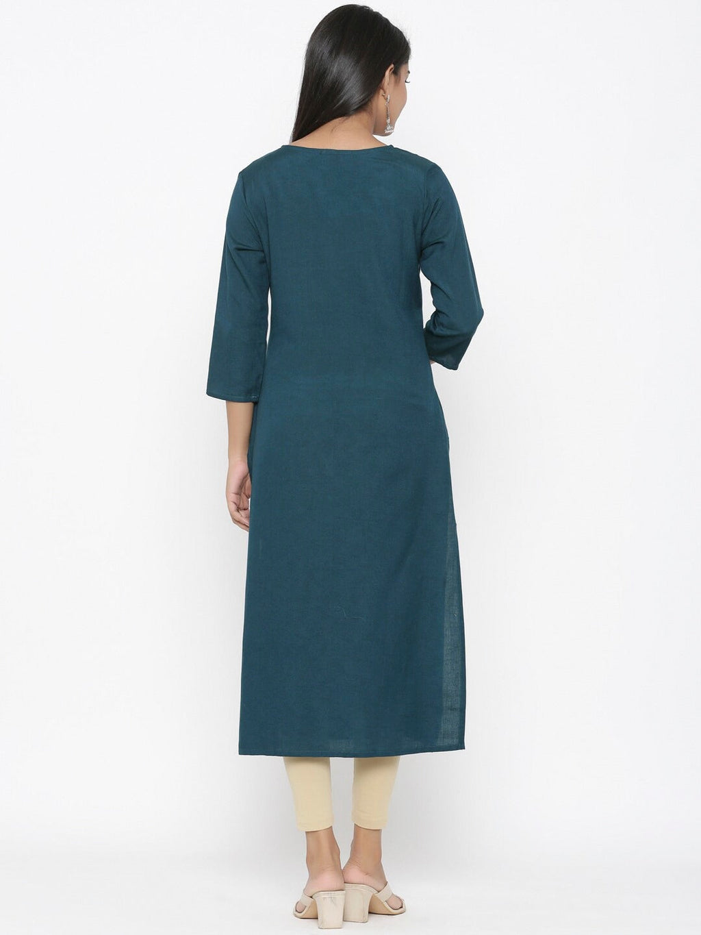 Yufta Embroidered Straight Kurta | Grocsy