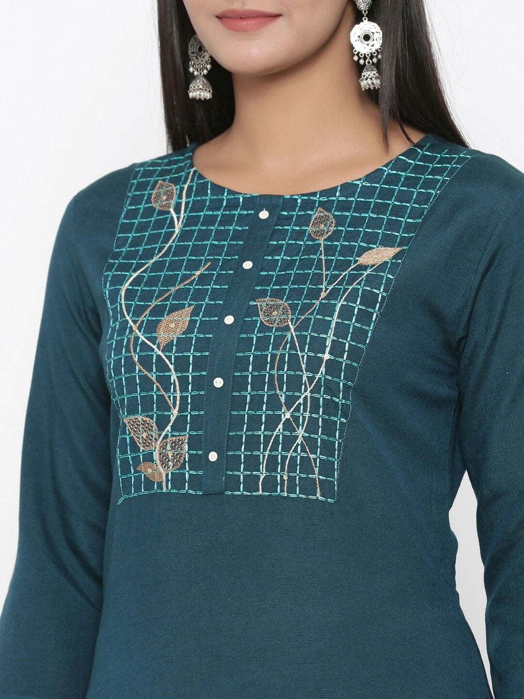 Yufta Embroidered Straight Kurta | Grocsy