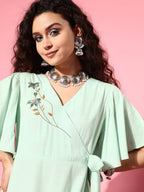 Yufta Embroidered Tiered Wrap Dress | Grocsy