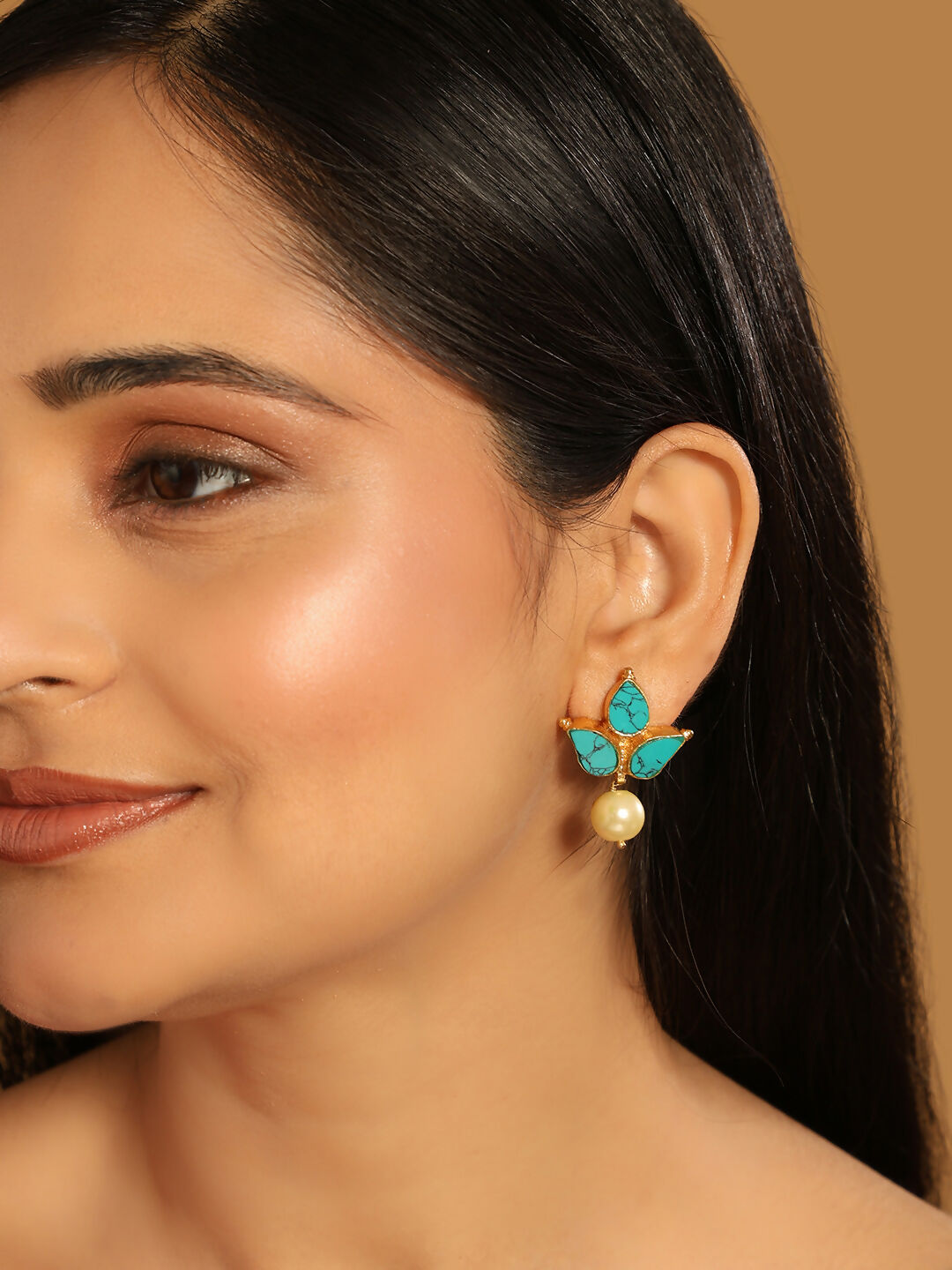 Nuyug 22K Gold Plated Cerulean Studs | Grocsy