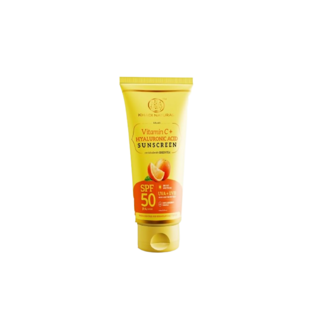 Khadi Natural Vitamin C + Hyaluronic Acid Sunscreen SPF 50 PA+++ | Grocsy