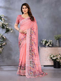 PR Fashion Peach Handloom Linen Cotton Saree | Grocsy