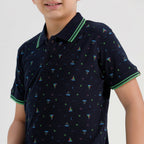 Chilins Boys Cotton Printed Collared Polo Tshirt | Grocsy