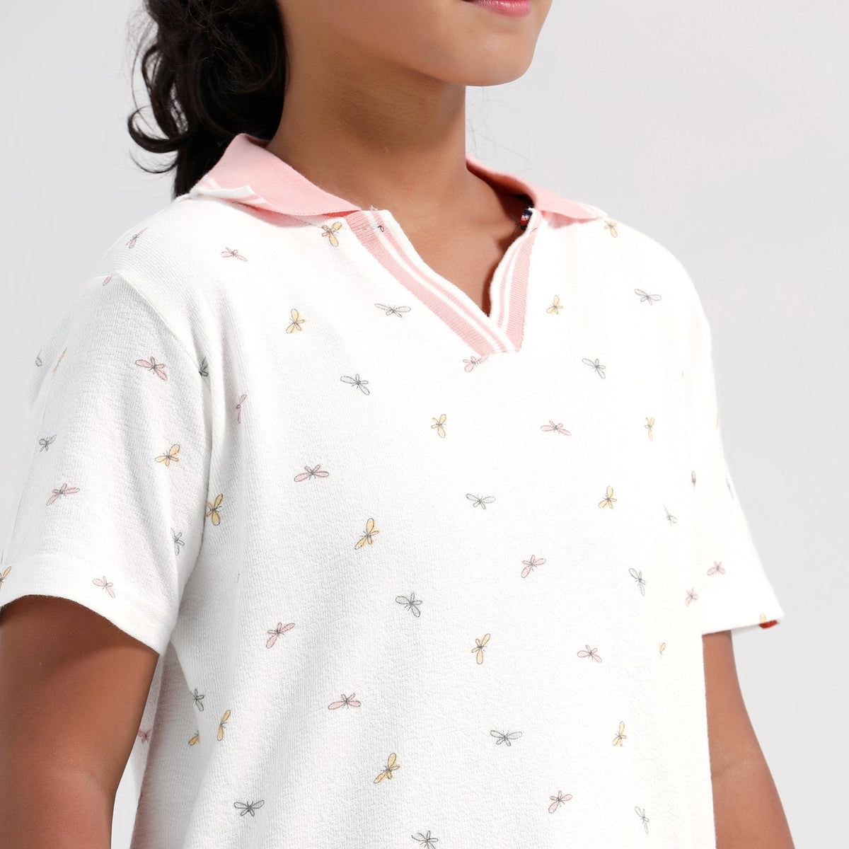 Chilins Girls Cotton Printed Collared Polo T-shirt | Grocsy