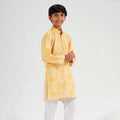 Chilins Ethnic Wear Stylish Printed Embroidery Orange Kurta for Boys | Grocsy