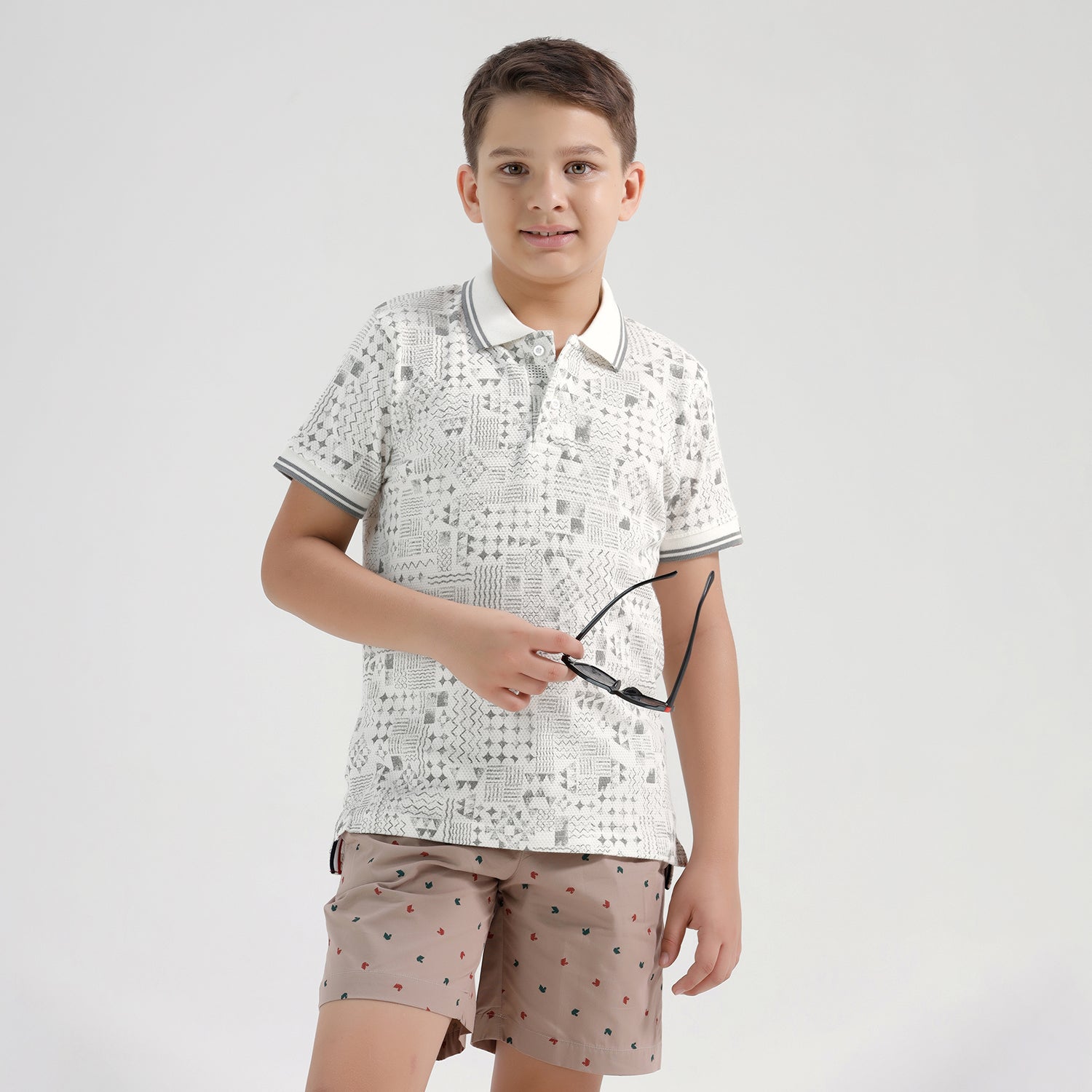 Chilins Boys Cotton Printed Collared Polo T-shirt | Grocsy