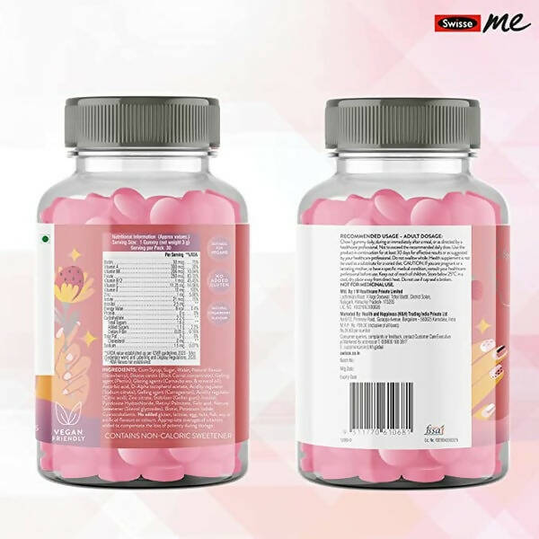 Swisseme Biotin Gummies With Vitamin B12, C & E For Healthy Hair & Nails | Grocsy