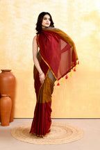 Piyari Fashion Women's Multi Embellished Handloom Cotton Saree | Grocsy