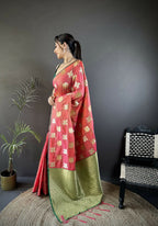 Joban Fashion Orange Elephant Motif Soft Silk Banarasi silk Saree | Grocsy