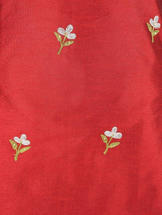 Cheera Women's Beautiful Hand Embroidered Motif All-Over Straight Silk Kurta Set (CH069K) | Grocsy