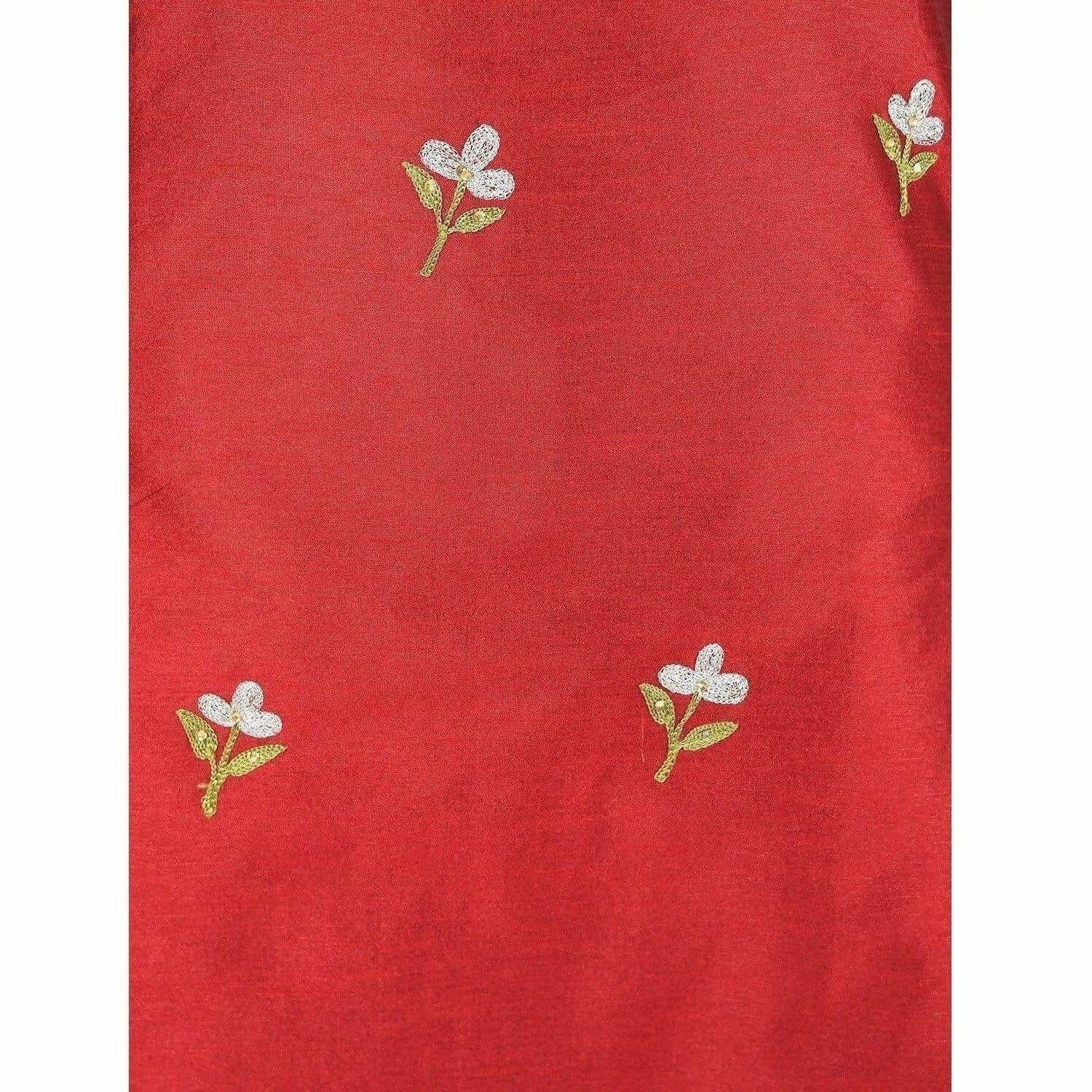 Cheera Women's Beautiful Hand Embroidered Motif All-Over Straight Silk Kurta (CH070K) | Grocsy