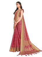 Mimosa Women's Kanchipuram Art Silk Pink Saree | Grocsy