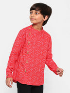 Manet Ethnic Full Sleeves Printed Shirt - Red | Grocsy