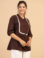 Womens Brown Rayon Solid Top - Keeva | Grocsy