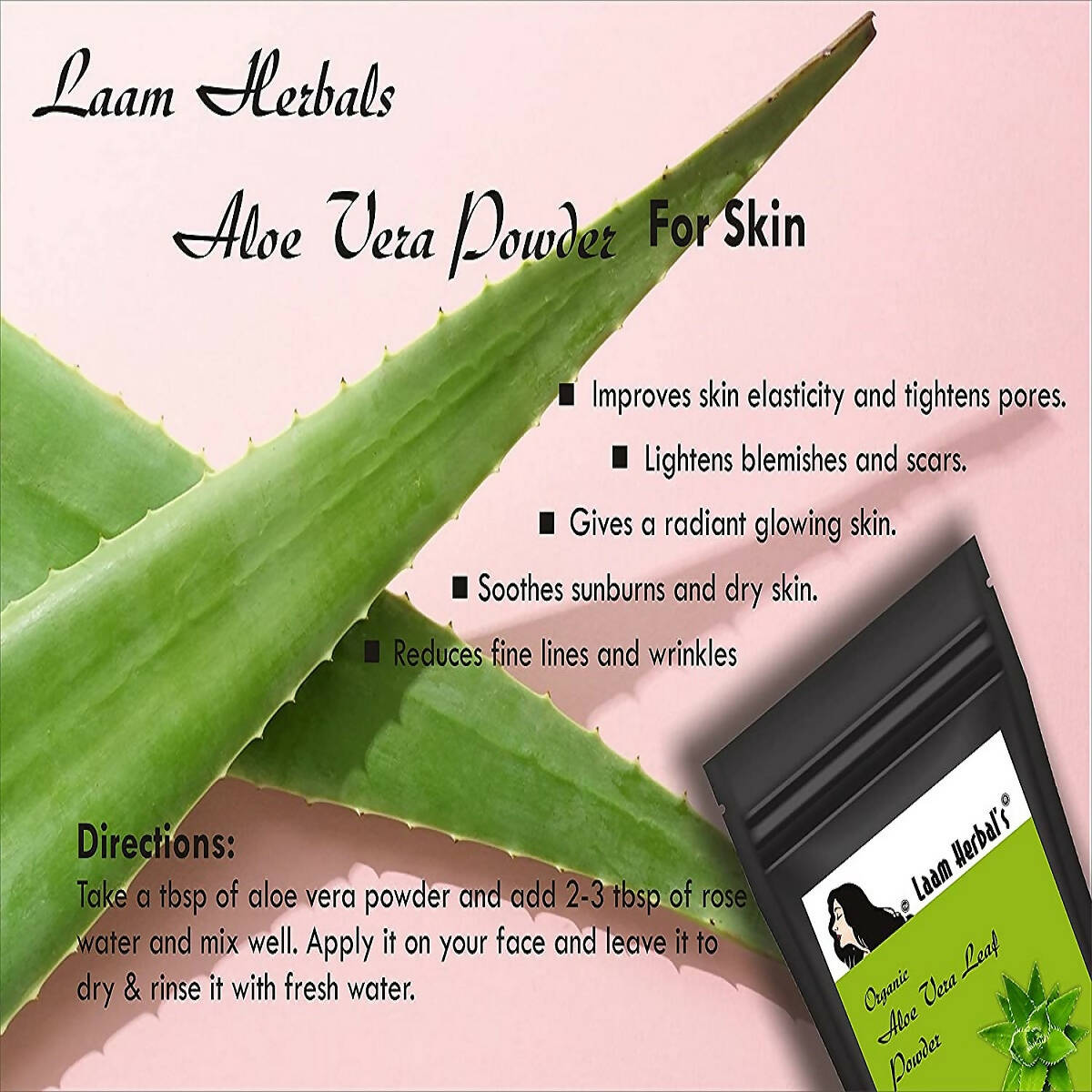Laam Herbal's Rose Petal, Orange Peel, Multani Mitti, Aloe Vera, Neem Leaf, Sandalwood Powder | Grocsy