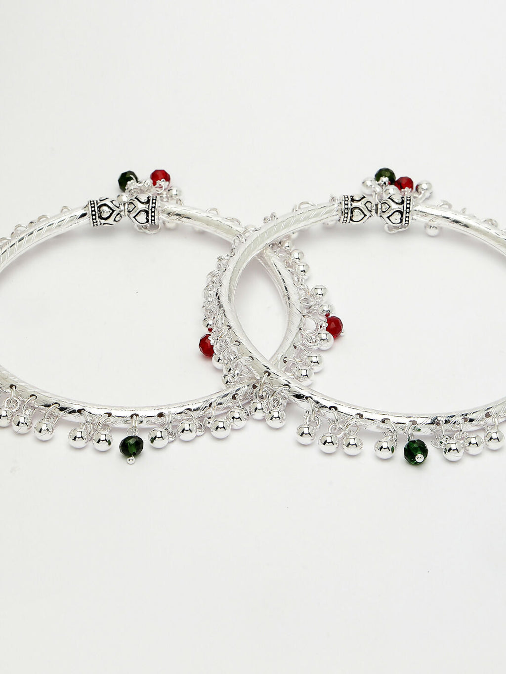 NVR Women's Set of 2 Silver-Plated Kada Anklets | Grocsy
