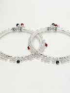 NVR Women's Set of 2 Silver-Plated Kada Anklets | Grocsy