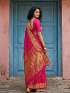 Shree Shyam Fashion Pink Silk Blend Saree | Grocsy