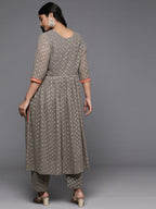 Ahalyaa Women's Traditional wear Kurta Set - Grey | Grocsy