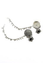 Mominos Fashion Johar Kamal Trendy Oxidized Silver Plated Bahubali Jhumkas