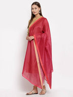 Myshka Women's Red Cotton Solid Casual Dupatta | Grocsy