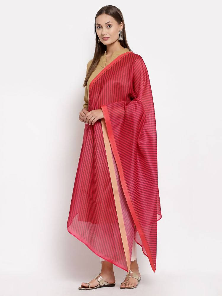 Myshka Women's Red Cotton Solid Casual Dupatta | Grocsy