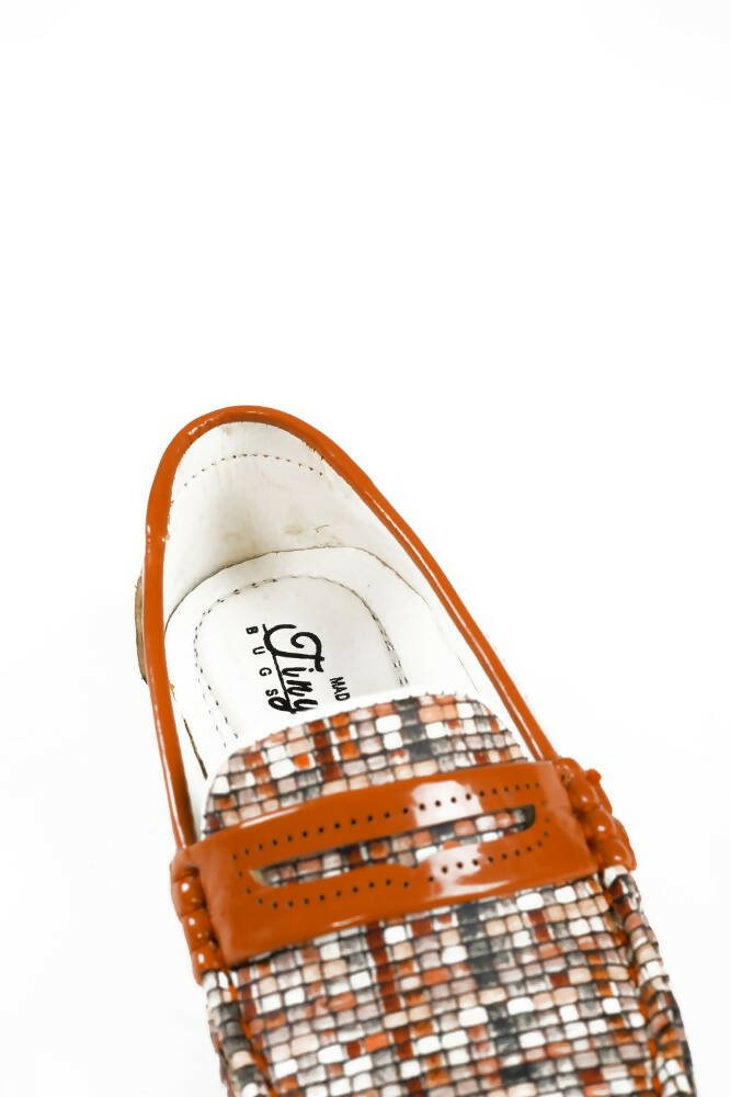 Tiny Bugs Boys Printed Slip On Loafers - Tan | Grocsy