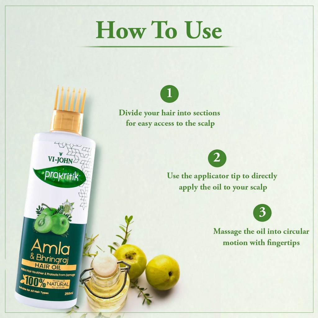 VI-JOHN Prakritik Amla & Bhringraj Hair Oil For premature greying, 100% Natural Bio-Actives | Grocsy