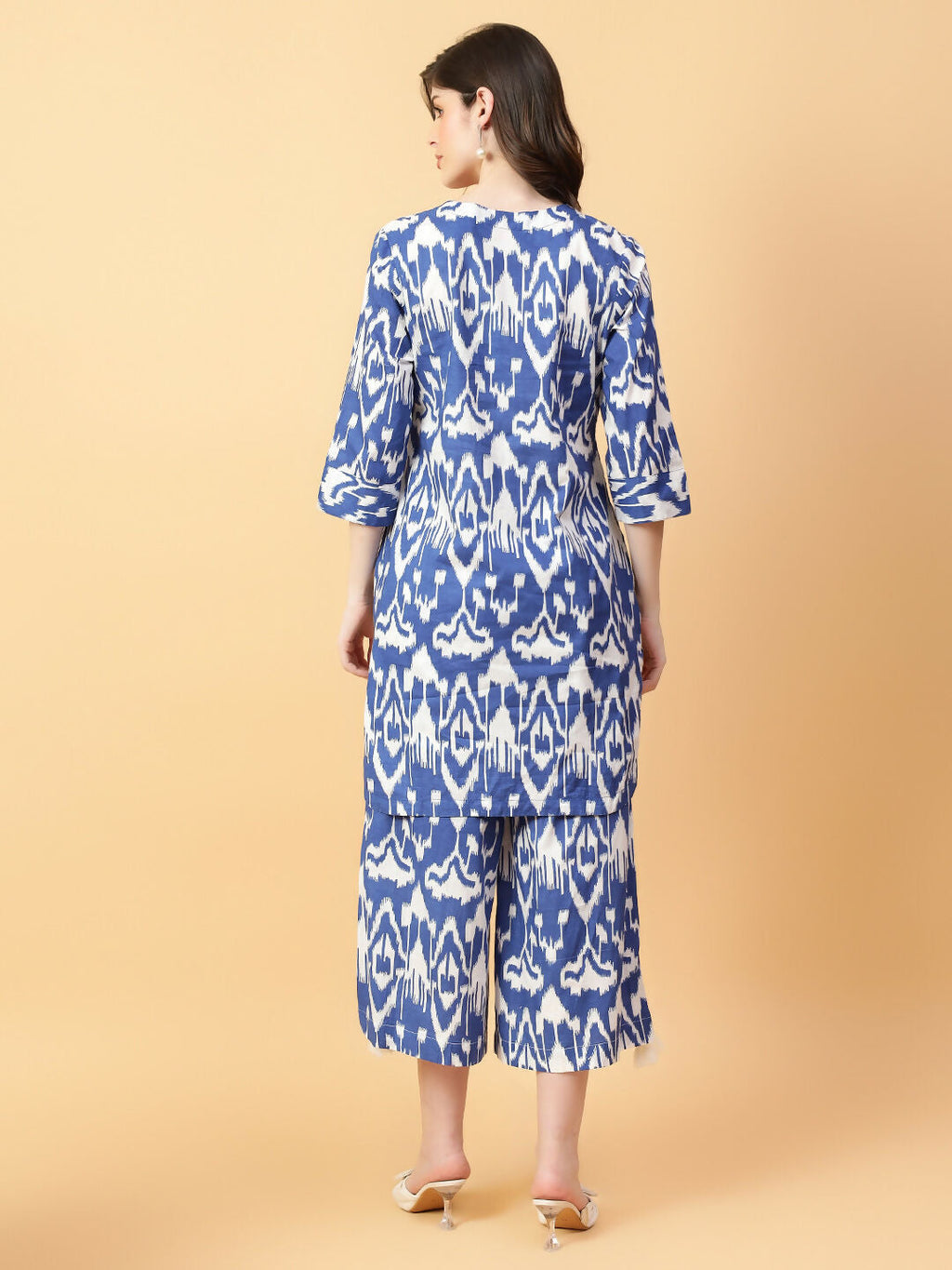 Joban Fashion Blue Cotton Printed & Hand Work Co-ord Set | Grocsy