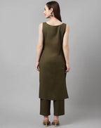 FIORRA Women's Olive Rayon Silk Straight Kurta Set | Grocsy