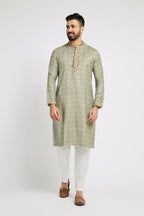 Ethnic India Blue Men's Kurta Floral Polyester | Grocsy