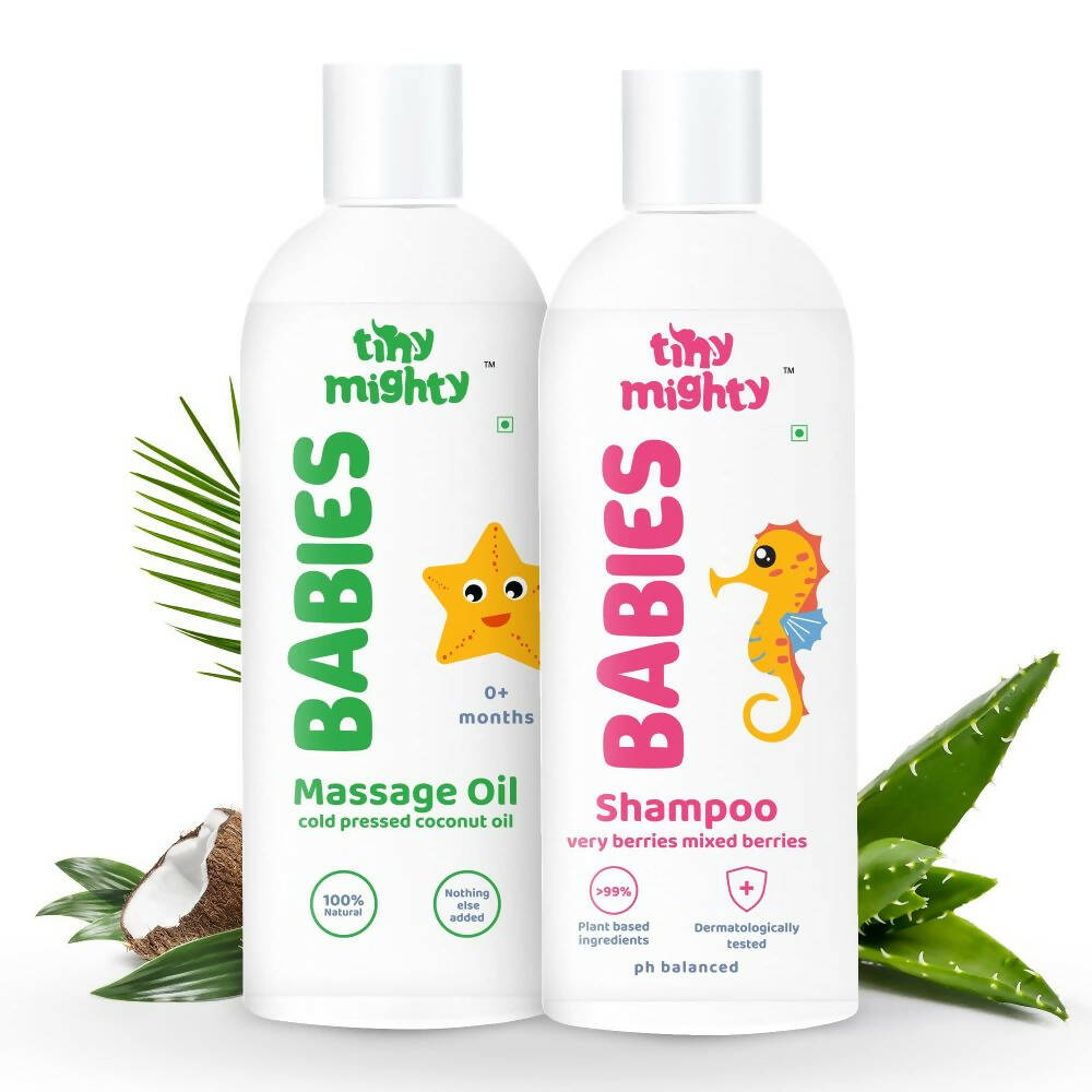 Tiny Mighty Baby Shampoo And Massage Oil Combo | Grocsy