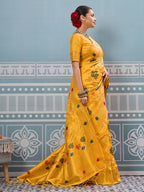 Shree Shyam Fashion Yellow Silk Saree | Grocsy