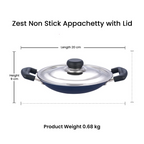 Vinod Zest Non Stick Appachetty with Lid | Grocsy
