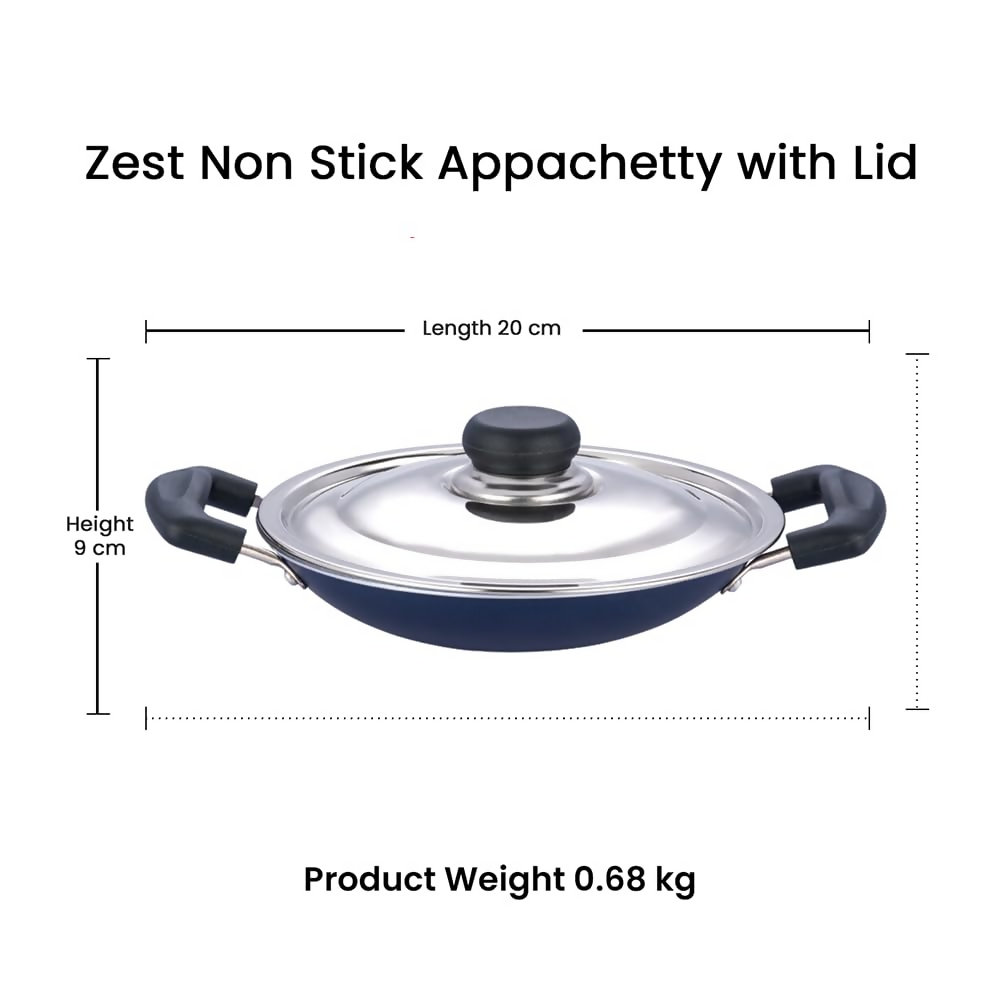 Vinod Zest Non Stick Appachetty with Lid | Grocsy