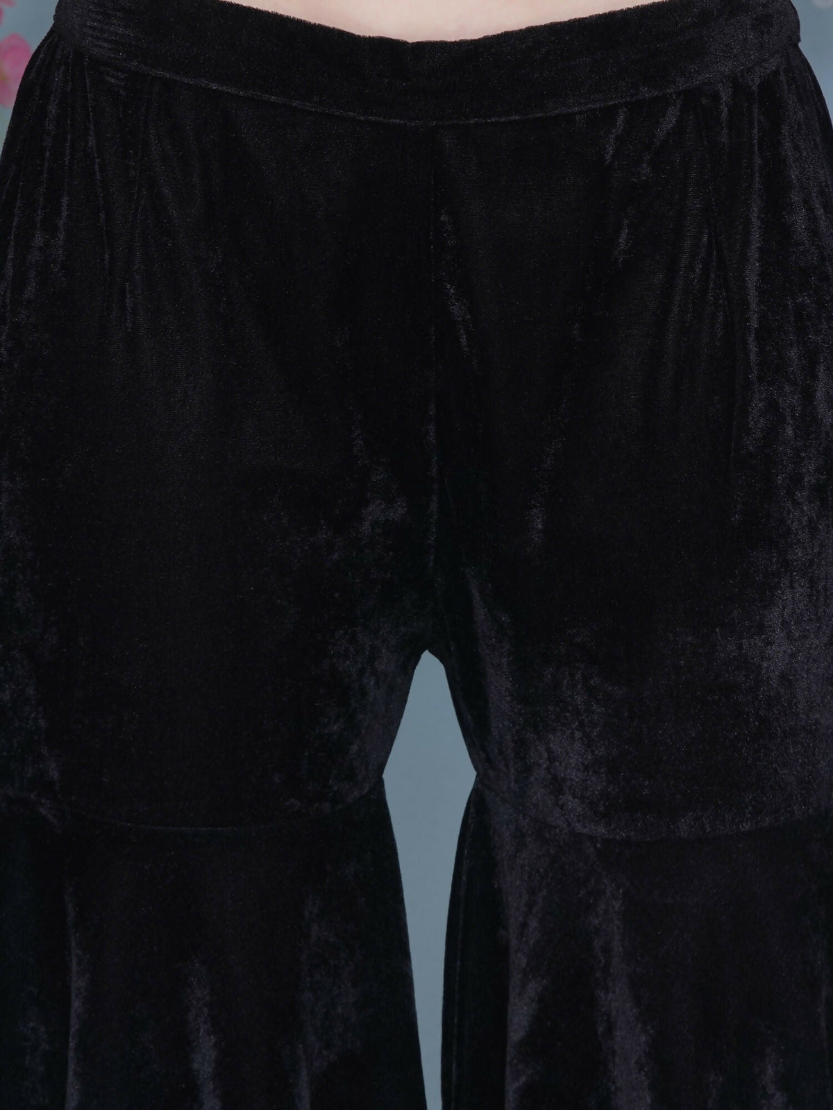 Joban Fashion Black Velvet Sharara Set | Grocsy