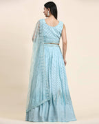Blue Pure Viscose Georgette Sequence Embroidery work Lehenga Choli with Dupatta - Aakriti | Grocsy