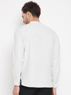 Even Apparels Cream Acrylic Short Men's Kurta With Band Collar | Grocsy