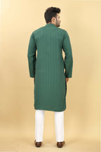 Green Viscose Polyester Solid Men's Kurta - Mahotsav | Grocsy