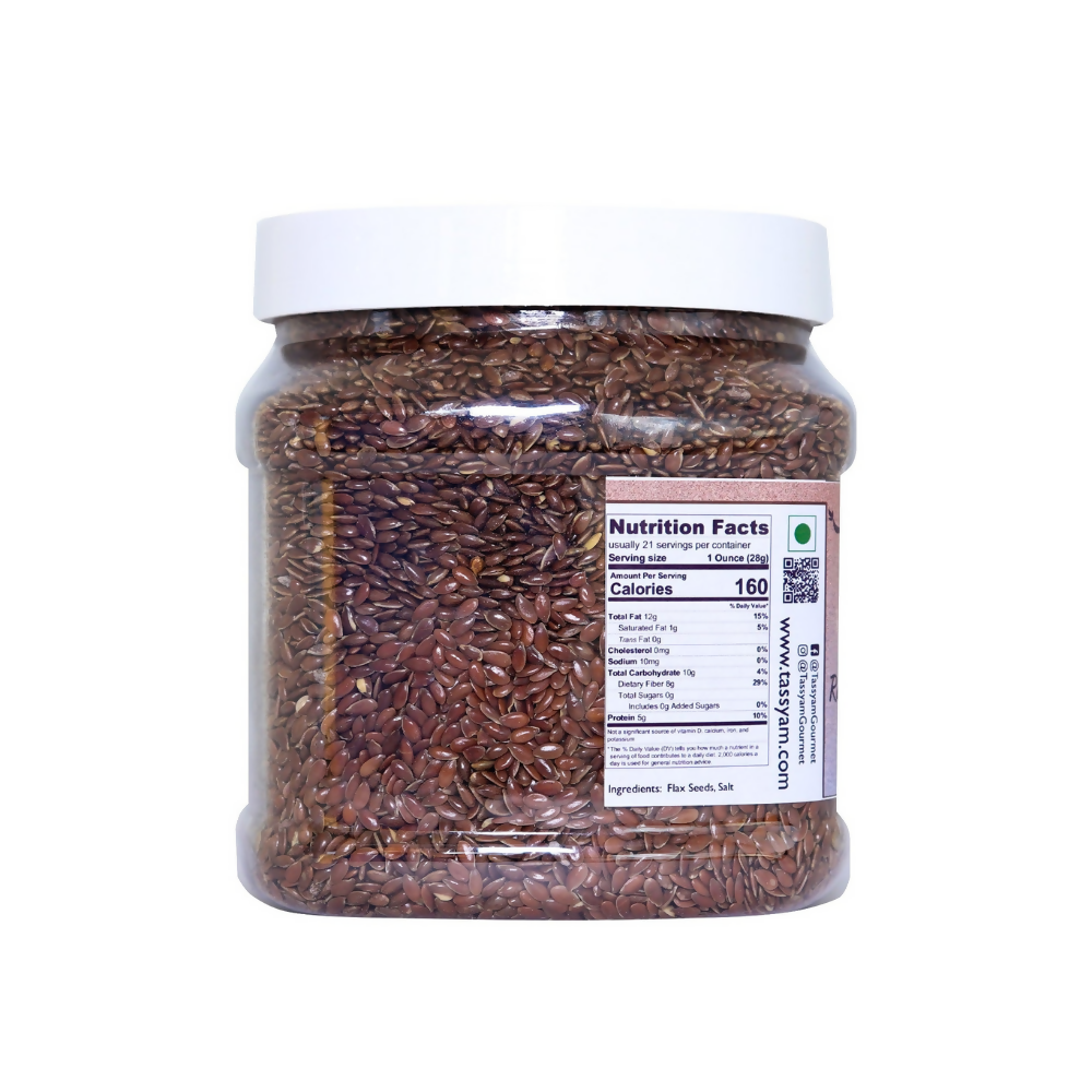 Tassyam Organics Salted Flax Seeds - Jar | Grocsy