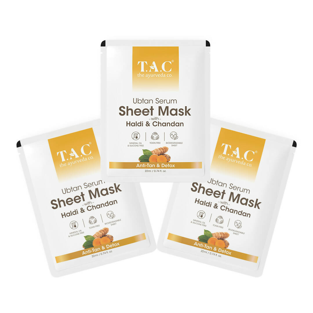 TAC - The Ayurveda Co. Ubtan Serum Sheet Mask | with Sandalwood, Saffron & Turmeric | Grocsy