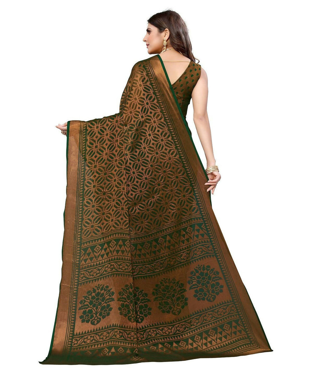 Vamika Green Chiffon Brasso Bollywood Style Woven Saree (BARKHA GREEN) | Grocsy