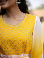 Juniper Women Yellow Georgette Embroidered Maxi Dress | Grocsy
